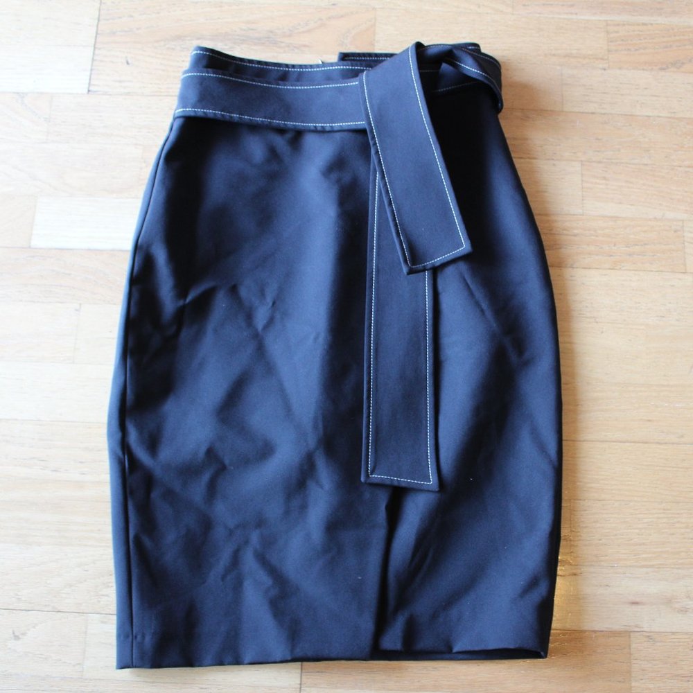 Zara Black Pencil Skirt with Waist Tie